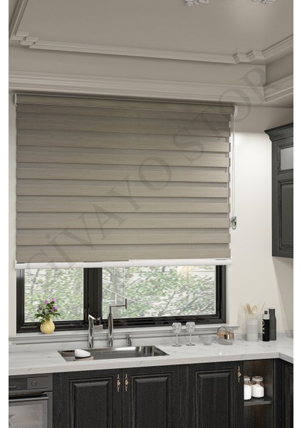 Sütlü Kahve Ithal Bambu Etek Dilimsiz Stor Zebra Perde modelleri