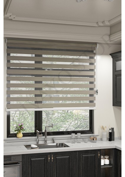 Sütlü Kahve Ithal Bambu Etek Dilimsiz Stor Zebra Perde