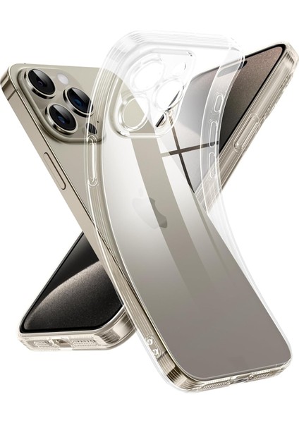 iPhone 15 Pro Max Kılıf Kamera Çıkıntılı Korumalı Renksiz Yumuşak Şeffaf Silikon Kapak