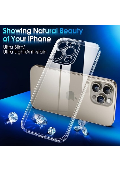 iPhone 15 Pro Max Kılıf Kamera Çıkıntılı Korumalı Renksiz Yumuşak Şeffaf Silikon Kapak