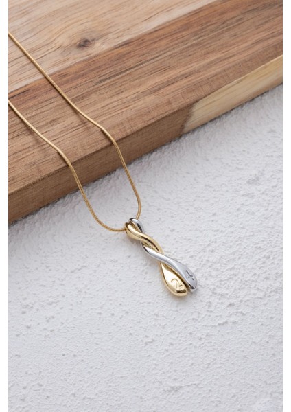 By Florya Jewelry Çelik 24 Sayılı Kolye Kararmaz Sarmal Kolye Çift Renkli 45 cm