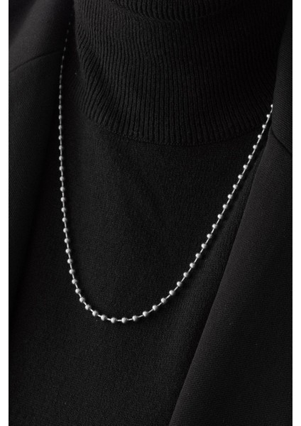 By Florya Jewelry Çelik Top Dorika Zincir Kolye Top Boncuk Zincir 3 mm Kombinlik