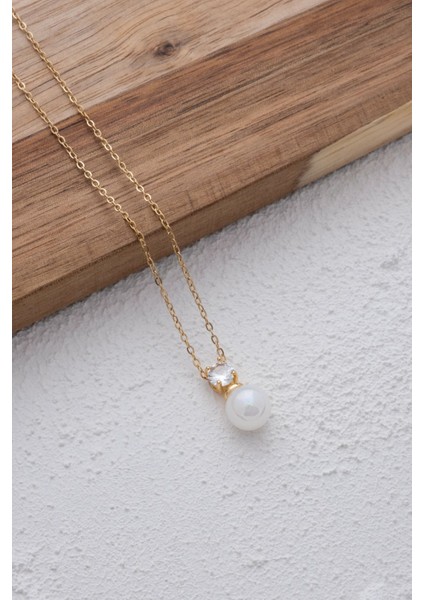 By Florya Jewelry Çelik İncili ve Taşlı Kolye Kararmaz İnci Kolye Zirkon Taşlı modelleri