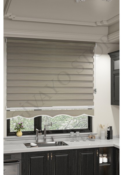 Sütlü Kahve Ithal Bambu Etek Dilimli Stor Zebra Perde modelleri