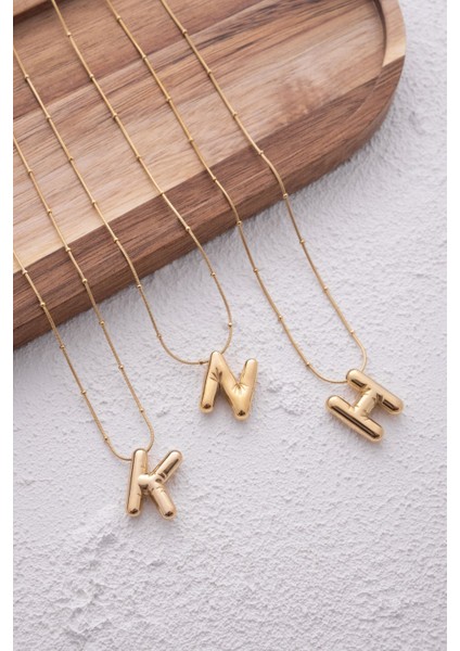 By Florya Jewelry Çelik Harfli "h" Bubble Balon Kolye Balık Sırtı Toplu Zincir H Harfi 45 cm fiyatları