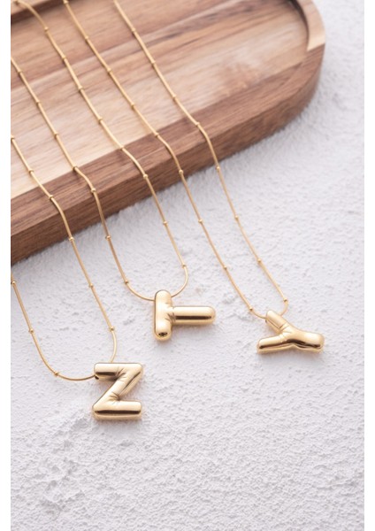 By Florya Jewelry Çelik Harfli "t" Bubble Balon Kolye Balık Sırtı Toplu Zincir T Harfi 45 cm fırsatları