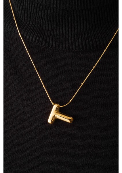 By Florya Jewelry Çelik Harfli "t" Bubble Balon Kolye Balık Sırtı Toplu Zincir T Harfi 45 cm indirimleri