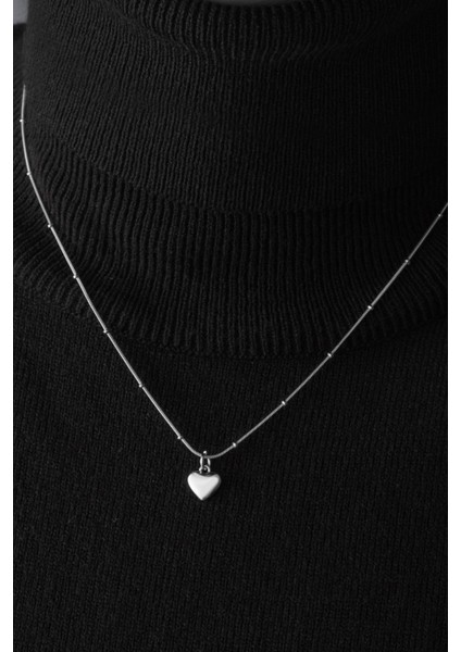 By Florya Jewelry Çelik Kalp Kolye Oval Kenarlı İnce Toplu Balık Sırtı Zincirli Kararmaz 45 cm modelleri