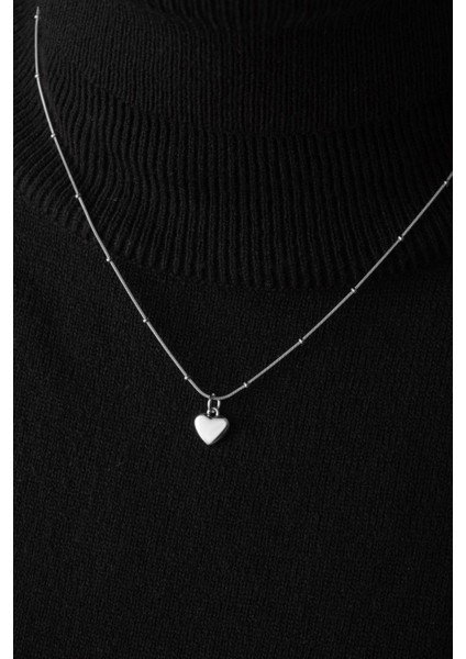 By Florya Jewelry Çelik Kalp Kolye Oval Kenarlı İnce Toplu Balık Sırtı Zincirli Kararmaz 45 cm indirimleri