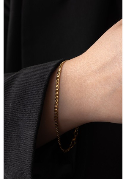 By Florya Jewelry Çelik İnce Gurmet Zincir Bileklik Kararmaz 3 mm Unisex modelleri