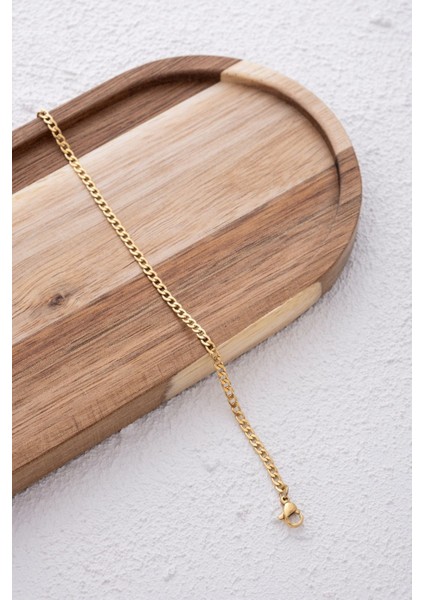 By Florya Jewelry Çelik İnce Gurmet Zincir Bileklik Kararmaz 3 mm Unisex fırsatları