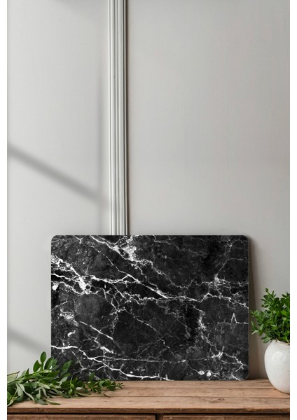 Siyah Mermer Desenli Temperli Cam Kesme Tahtası - Cam Kesme Tablası 25 X 35 Cm