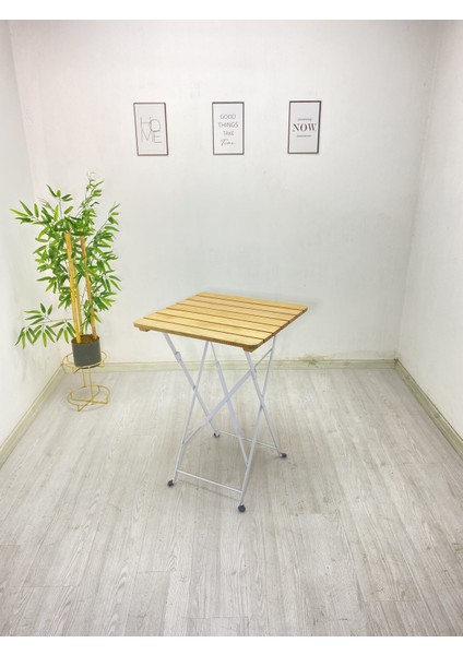 Katlanabilir Kare Masa ve Sandalye Metal Natural Ahşap Dolu Demirden(Bahçe-Otel-Cafe-Balkon) fiyatları
