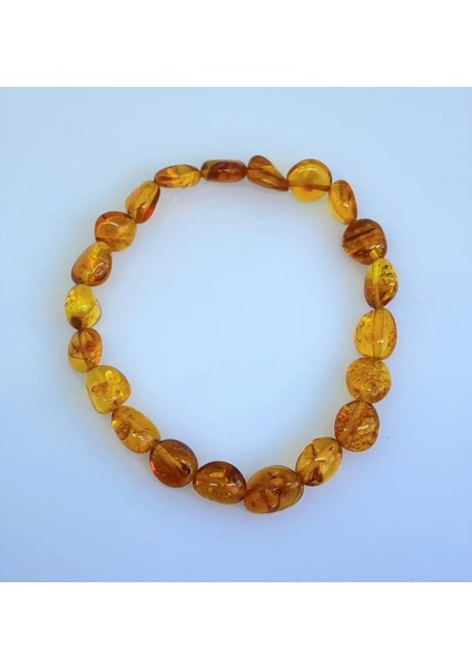 Damla Kehribar Karamel Rengi Lastikli Yetişkin Bileklik modelleri