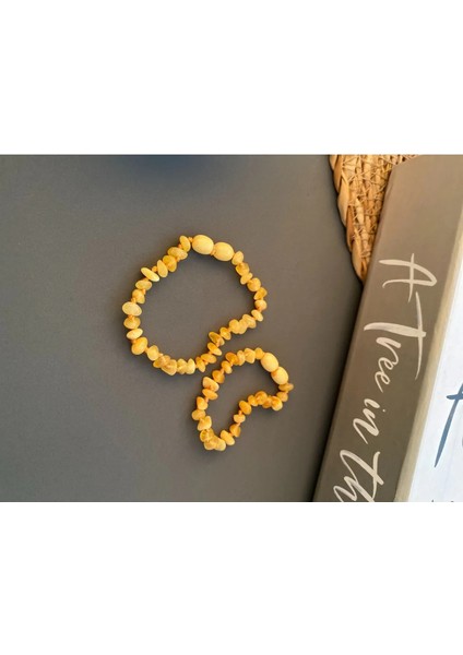 Damla Kehribar Sarı Renk Anne Bebek Bileklik fiyatları