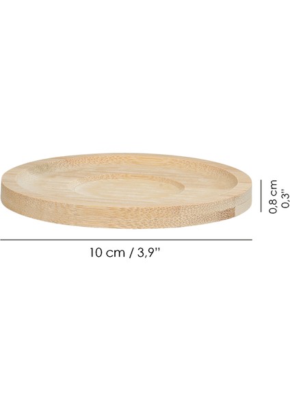 6'lı Bambu Bardak Altlığı Set - Ahşap Yuvarlak Çay Tabağı Kahve Fincan Altlığı 10 cm