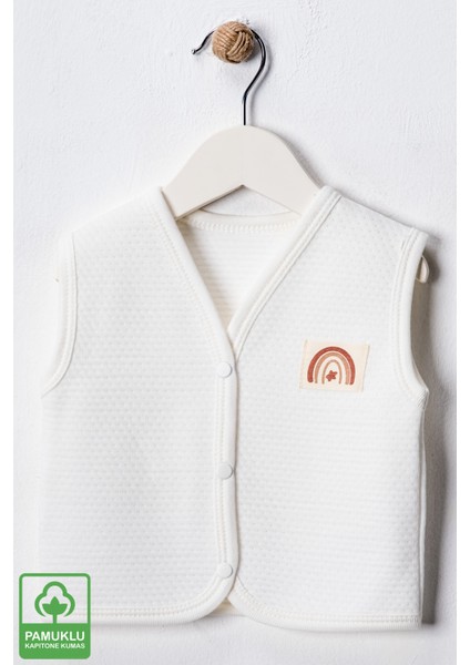 Unisex Bebek Arma Detaylı Organik Pamuklu 3-6-9 Ay 3lü Kapitone Bebek Yelek Set