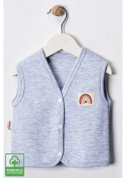 Unisex Bebek Arma Detaylı Organik Pamuklu 3-6-9 Ay 3lü Kapitone Bebek Yelek Set