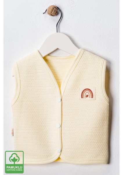 Unisex Bebek Arma Detaylı Organik Pamuklu 3-6-9 Ay 3lü Kapitone Bebek Yelek Set