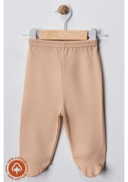 Unisex Bebek Penye Organik Pamuklu 0-6 Ay Patikli Bebek Pantolon Tek Alt 3lü Set