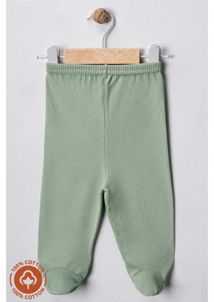 Unisex Bebek Penye Organik Pamuklu 0-6 Ay Patikli Bebek Pantolon Tek Alt 3lü Set