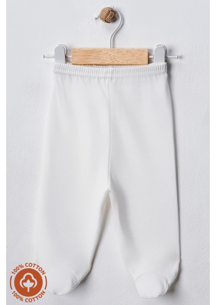 Unisex Bebek Penye Organik Pamuklu 0-6 Ay Patikli Bebek Pantolon Tek Alt 3lü Set