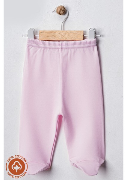 Unisex Bebek Penye Organik Pamuklu 0-6 Ay Patikli Bebek Pantolon Tek Alt 3lü Set