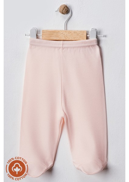 Unisex Bebek Penye Organik Pamuklu 0-6 Ay Patikli Bebek Pantolon Tek Alt 3lü Set