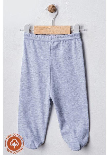 Unisex Bebek Penye Organik Pamuklu 0-6 Ay Patikli Bebek Pantolon Tek Alt 3lü Set