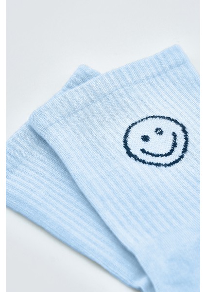 Mavi Smile Bamboo Soket Çorap