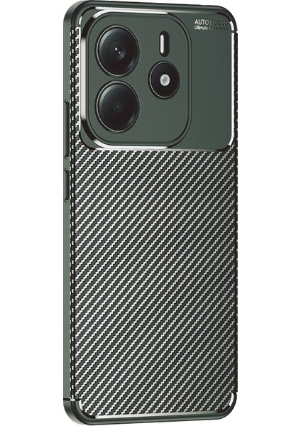 Xiaomi Redmi Note 14 Uyumlu Kılıf Negro Karbon Desen Yeşil + Ekran Koruyucu