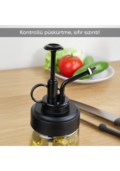 2'li Cam Sprey Yağdanlık Seti - Yağ Püskürtücü Yağlık Sirkelik Zeytinyağı Sıvıyağ Şişesi 2X370ML fiyatları