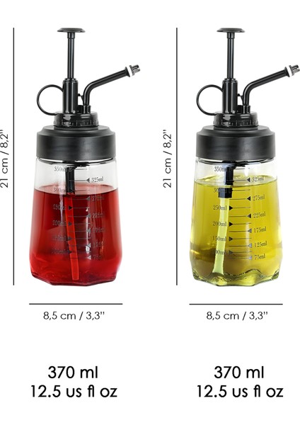 2'li Cam Sprey Yağdanlık Seti - Yağ Püskürtücü Yağlık Sirkelik Zeytinyağı Sıvıyağ Şişesi 2X370ML indirimleri