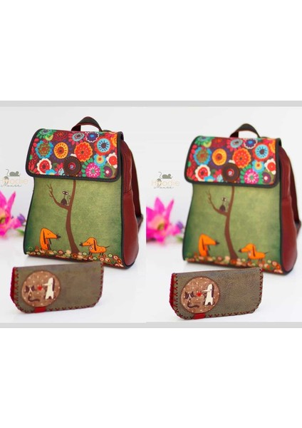 Köpek Figürlü Kapaklı Sırt Çantası Etnik Bohem Style Cüzdan Kombin modelleri