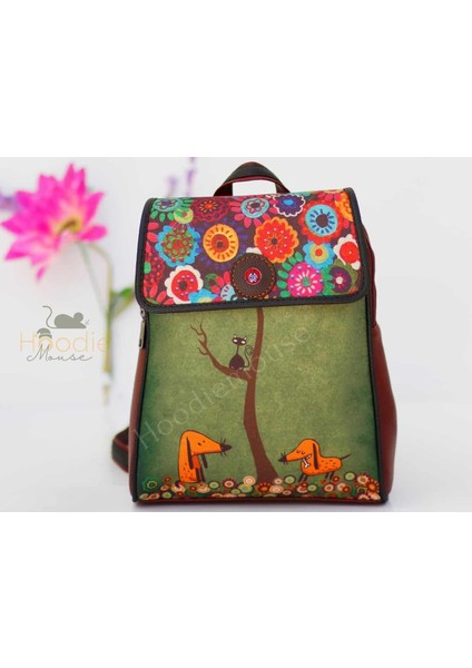 Köpek Figürlü Kapaklı Sırt Çantası Etnik Bohem Style Cüzdan Kombin fırsatları