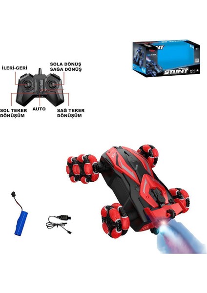 SYR-666-818 Kumandalı Şarjlı 2.4 Ghz 6 Tekerlekli Buhar Atan Akrorbat Araba
