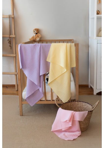 Çok Amaçlı Müslin Örtü & Battaniye 3'lü Set %100 Pamuk Oeko-Teks Sertifikalı 80X80 cm