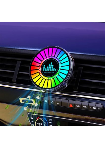 Rgb Sese Duyarlı Şarjlı Disko LED Oto Koku Hazneli - USB Güçlü LED Ortam Müzik Ritim Aydınlatması