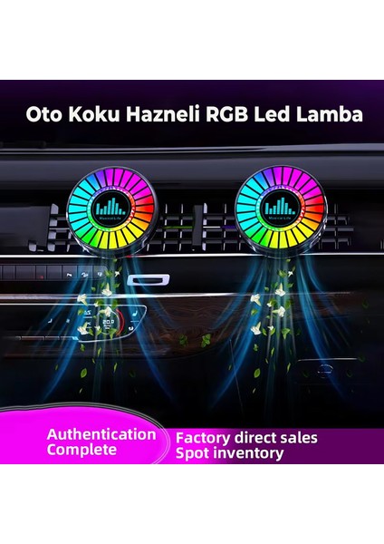 Rgb Sese Duyarlı Şarjlı Disko LED Oto Koku Hazneli - USB Güçlü LED Ortam Müzik Ritim Aydınlatması