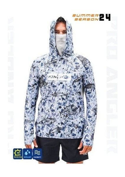 Pro Angler S24 Buff&hoodie Black Fish Largel