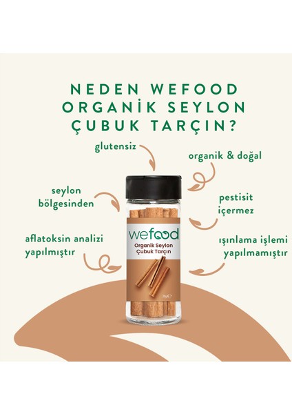 Organik Seylon Tarçın Çubuk 20 gr 8682392174563
