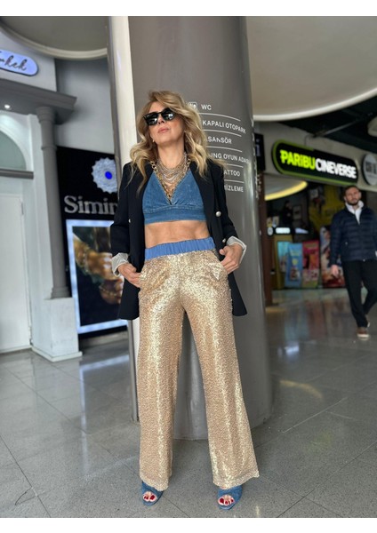 EXP24 Is Pulpayet Pantolon Bel Lastik Mavi Saten Detaylı modelleri