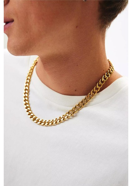 Gold Rengi Basic Kalın Erkek Zincir Kolye