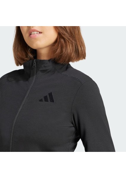 W Lng Rib Ls Kadın Fitili Fermuarlı Sweatshirt Siyah JJ1226 fiyatları