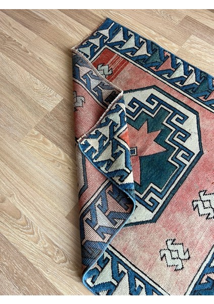 Türk Küçük Halı, 105 x 110 cm Geometrik Desenli Türk Kilimi, El Dokuma Antika Halı, Ender Desenli Kilim fırsatları