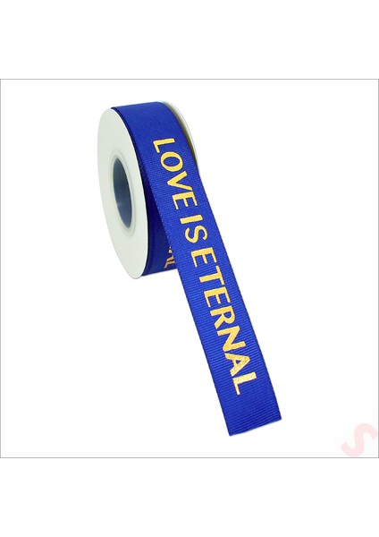 Grogren Kurdele Eternal Altın Baskılı, 2,5 cm x 23MT - Koyu Mavi