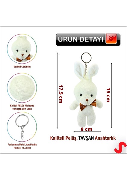 Pelüş Tavşan Anahtarlık, 15 cm x 8 cm - Krem fiyatları
