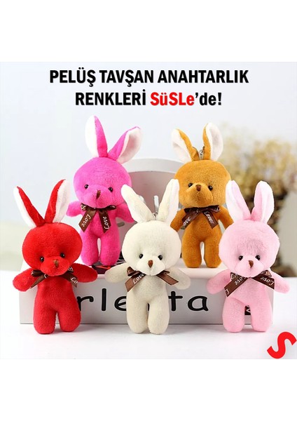 Pelüş Tavşan Anahtarlık, 15 cm x 8 cm - Krem indirimleri