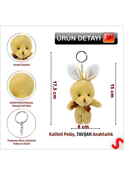 Pelüş Tavşan Anahtarlık, 15 cm x 8 cm - Kahve fiyatları