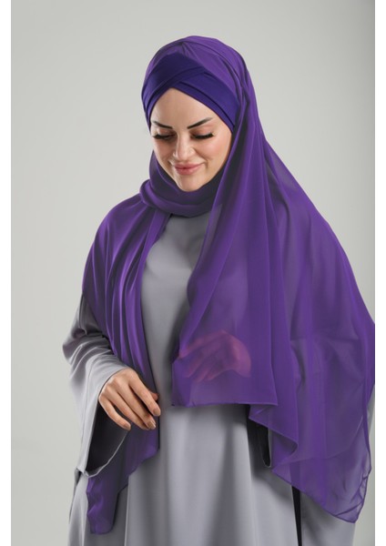Mor Pratik Hazır Geçmeli Bone Şal Şifon Kendinden Boneli Iki Bantlı 1452_22 fiyatları